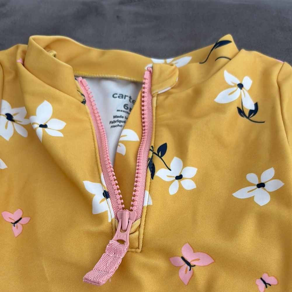 Carters Floral Yellow Kids Swim Set size 6 months - Picture 4 of 9